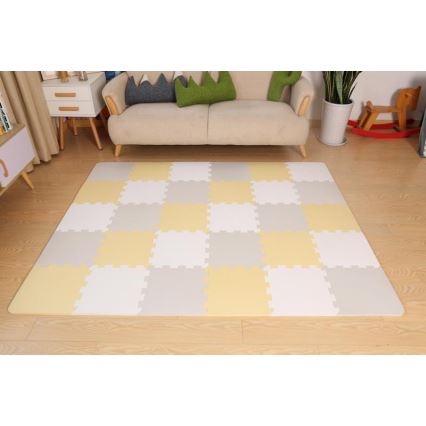 KINDERKRAFT - Puzzle din spumă LUNO 30 piese gri/galben