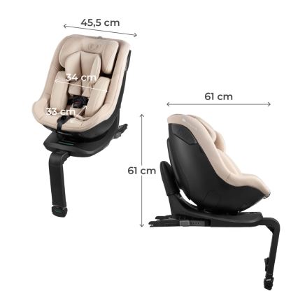 KINDERKRAFT - Scaun auto cu bază rotativă I-GUARD i-Size 40-105 cm negru