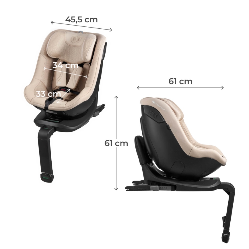 KINDERKRAFT – Scaun auto cu bază rotativă I-GUARD PRO i-Size 61–105 cm, bej