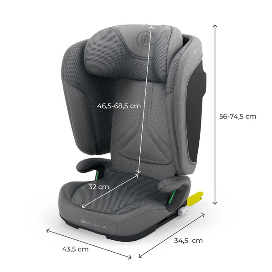 KINDERKRAFT - Scaun auto pliabil UNITY 2 i-Size 100-150 cm, gri
