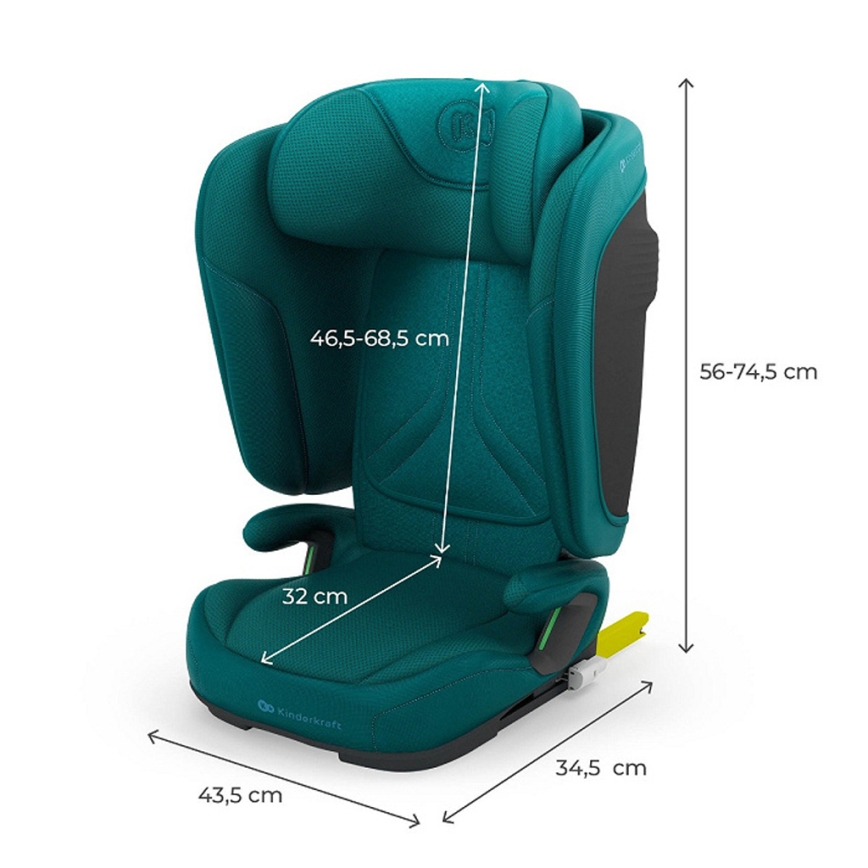 KINDERKRAFT - Scaun auto pliabil UNITY 2 i-Size 100-150 cm, turcoaz