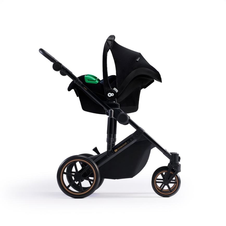 KINDERKRAFT SELECT - Cărucior combinat 3în1 PRIME 2 Premium Venezian negru + scaun auto