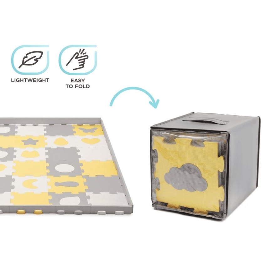 KINDERKRAFT - Puzzle din spumă LUNO 30 piese gri/galben