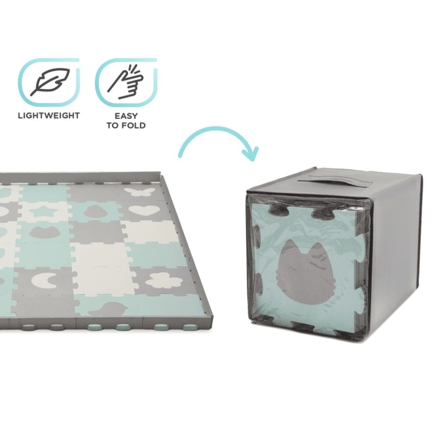 KINDERKRAFT - Puzzle din spumă LUNO 30 piese gri/mint