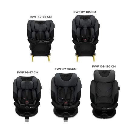 KINDERKRAFT SELECT – scaun auto cu bază rotativă I-FIX (40–150 cm), negru grafit