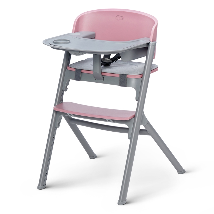 KINDERKRAFT SELECT - Scaun de luat masă pentru copii 3 în 1 LIVY Premium Aster pink + șezlong pentru bebeluși CALMEE