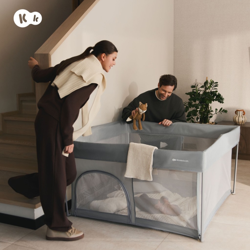 KINDERKRAFT - Tarc de joacă pentru copii ZIKI, gri