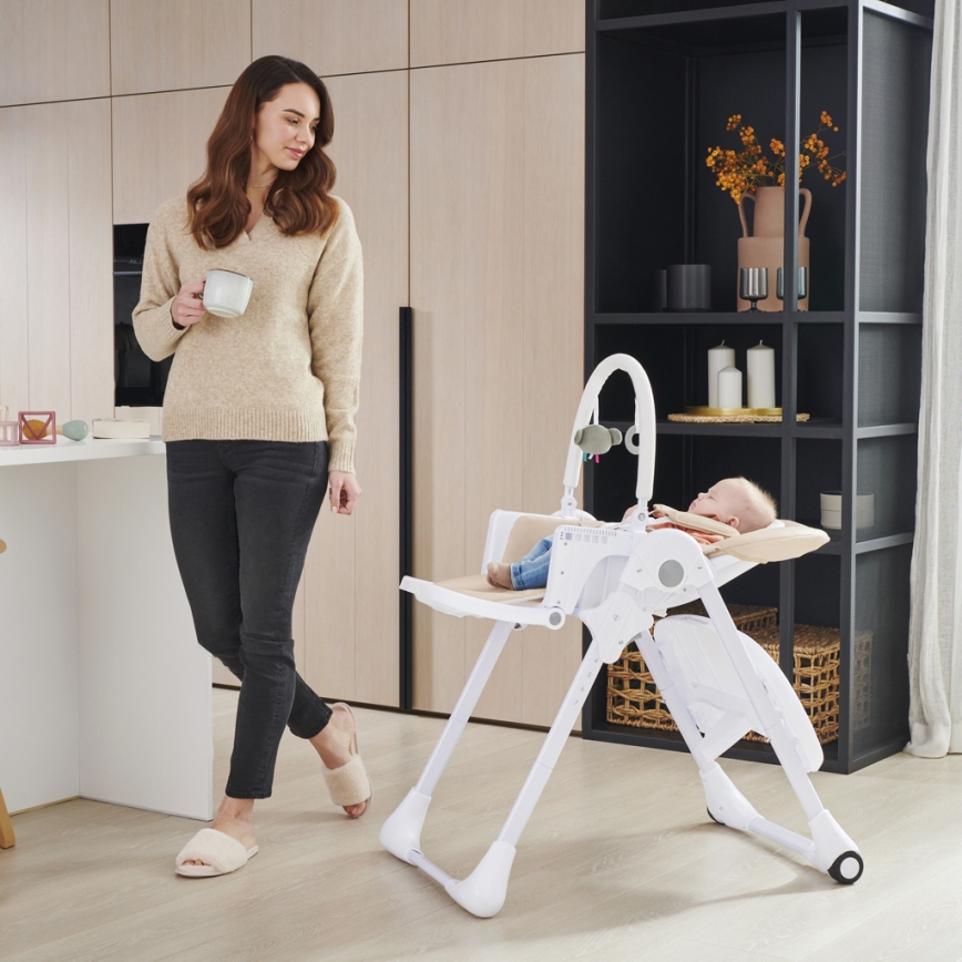 KINDERKRAFT TUMMIE – scaun de masă pentru copii 2 în 1, bej