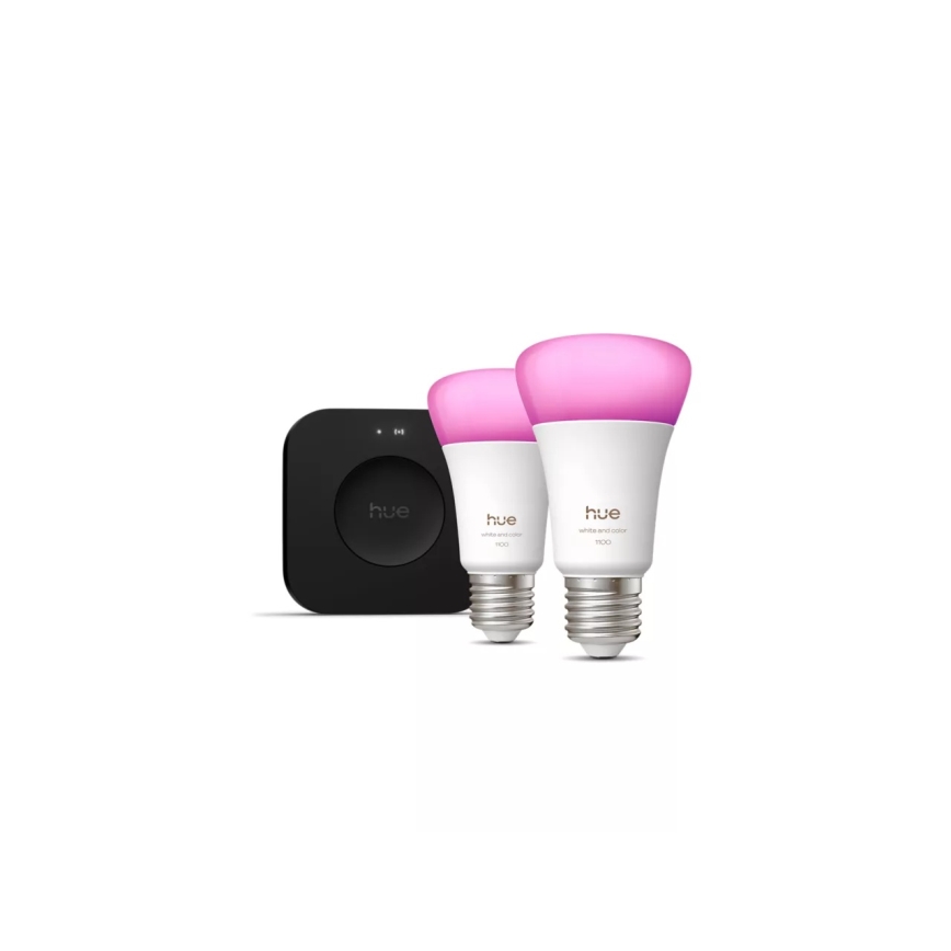 Set de bază Philips Hue WHITE AND COLOR AMBIANCE 2xE27/8,1W 1000-20000K + Hue bridge