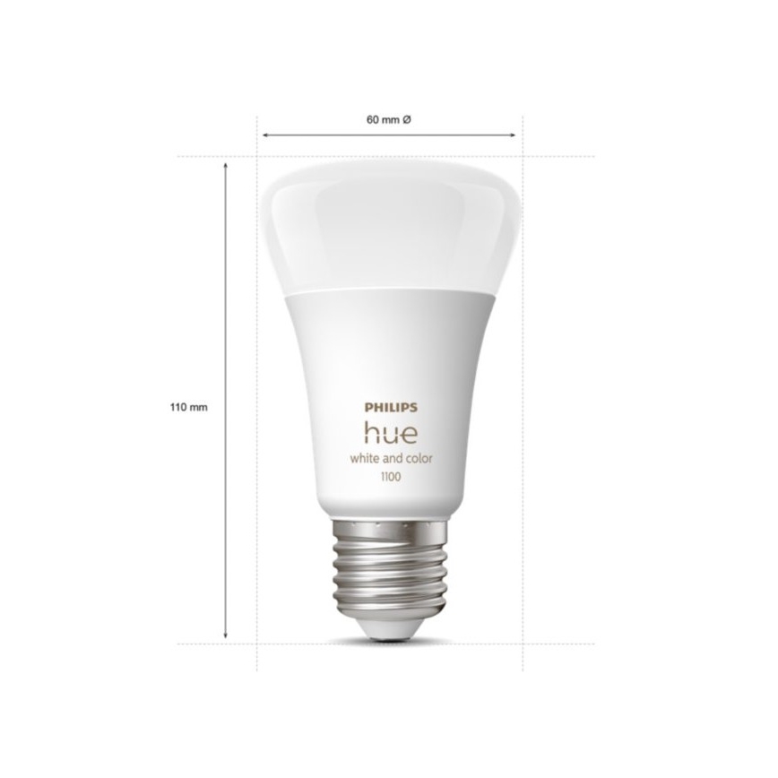 Kit de pornire Philips Hue WHITE AND COLOR AMBIANCE 3xE27/9W 2000-6500K + Hue Bridge și întrerupător dimmer