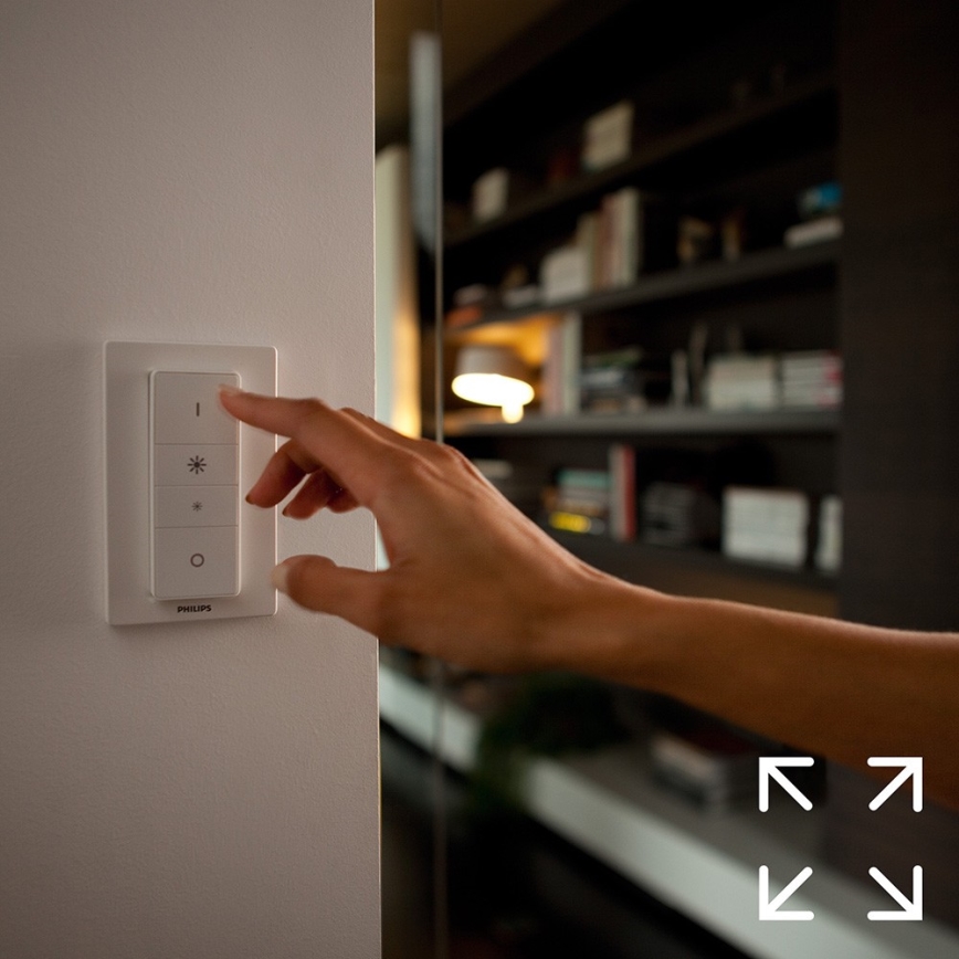 Set de bază Philips Hue WHITE AMBIANCE 2xE27/8W/230V + Hue Bridge și întrerupător dimmer