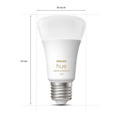 Set de bază Philips Hue WHITE AMBIANCE 2xE27/8W/230V + Hue Bridge și întrerupător dimmer