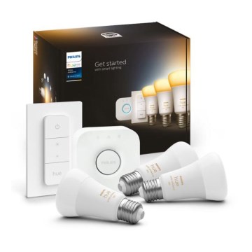 Kit de pornire Philips Hue White Ambiance 3xE27/11W 2200-6500K + Hue Bridge și întrerupător dimmer