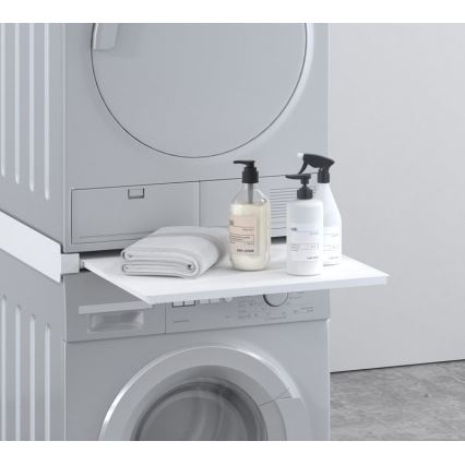 Kit de suprapunere mașină de spălat și uscător cu raft extensibil MK FLORIA MKF-23MZ601 60 cm alb