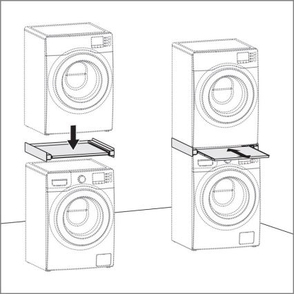 Kit de suprapunere mașină de spălat și uscător cu raft extensibil MK FLORIA MKF-23MZ601 60 cm alb