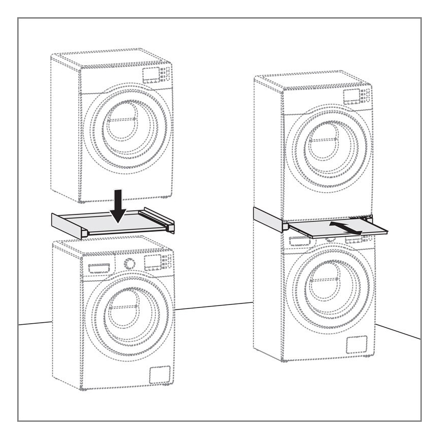Kit de suprapunere mașină de spălat și uscător cu raft extensibil MK FLORIA MKF-23MZ601 60 cm alb