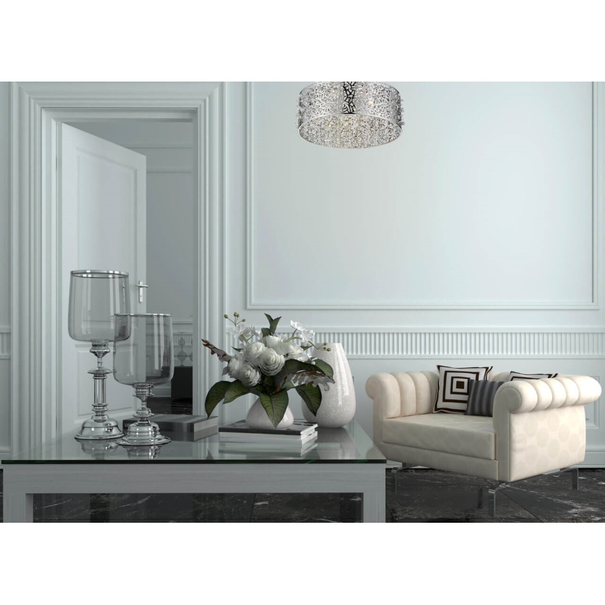 Plafonier cu cristale LED dimabil FOREST 5xLED/5W/230V crom mat