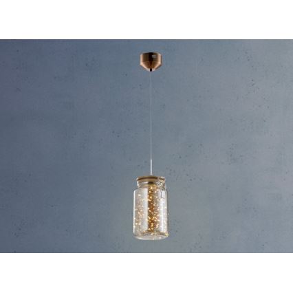 Candelabru LED suspendat pe cablu JAR LED/5W/230V cupru/lemn