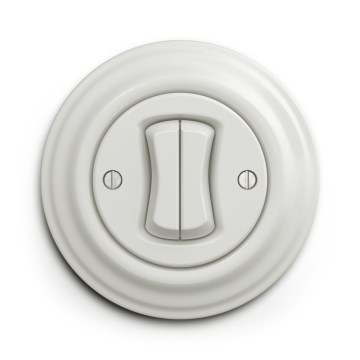 Kliklap - Buton dublu retro cu ramă, alb ceramic