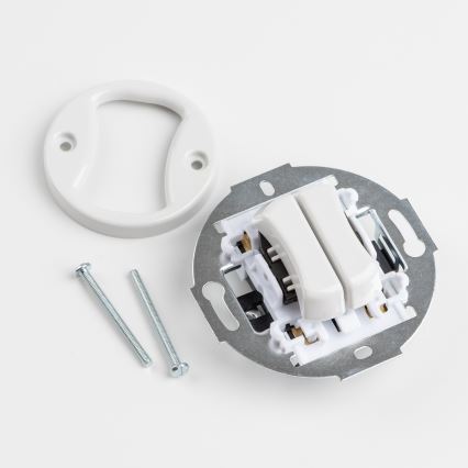 Kliklap - Buton dublu retro cu ramă, alb zăpadă