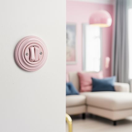 Kliklap - Buton dublu retro cu ramă, roz prăfuit