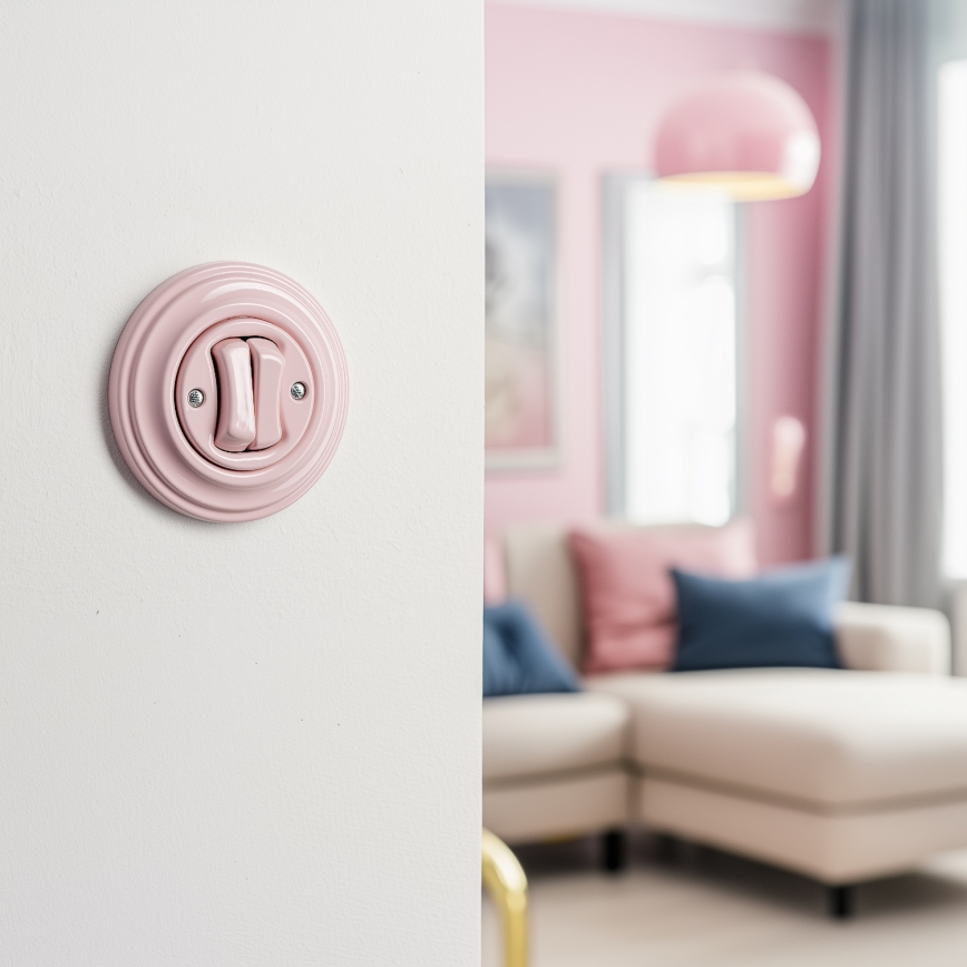 Kliklap - Buton dublu retro cu ramă, roz prăfuit