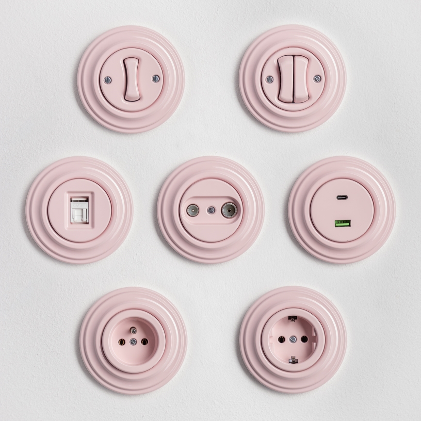 Kliklap - Buton dublu retro cu ramă, roz prăfuit