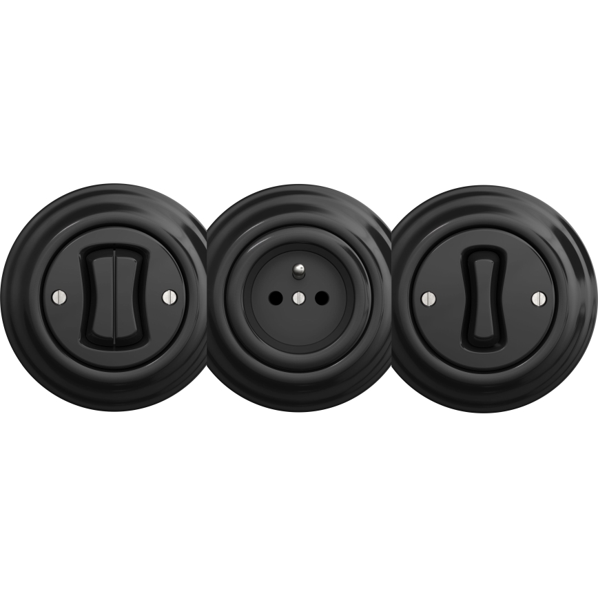 Kliklap - Buton dublu retro fără ramă, negru