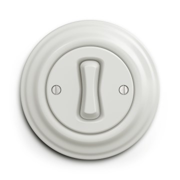 Kliklap - Buton retro cu ramă, alb ceramic