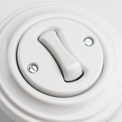 Kliklap - Buton retro cu ramă, alb imaculat