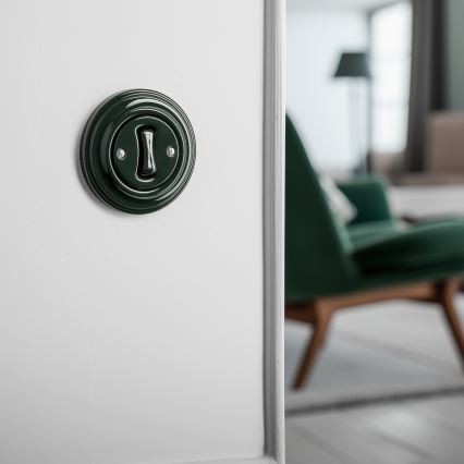 Kliklap - Buton retro cu ramă verde