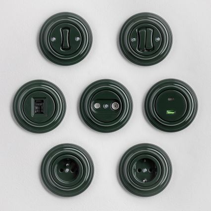 Kliklap - Buton retro cu ramă verde