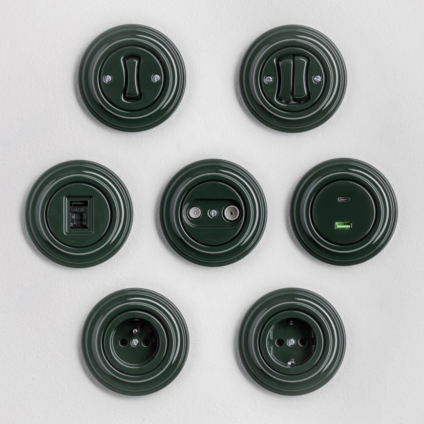 Kliklap - Comutator încrucișat retro cu ramă nr. 7, verde