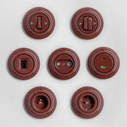 Kliklap - Comutator retro pentru scări fără ramă nr. 6, fără ramă, maro