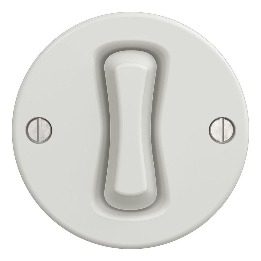 Kliklap - Comutator retro unipolar fără ramă nr. 1 alb