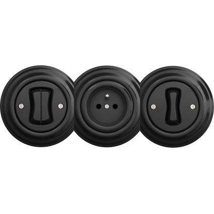 Kliklap - Comutator retro unipolar fără ramă nr. 1 negru