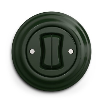 Kliklap - Întrerupător dublu pentru scară Retro, cu ramă nr. 6+6, verde