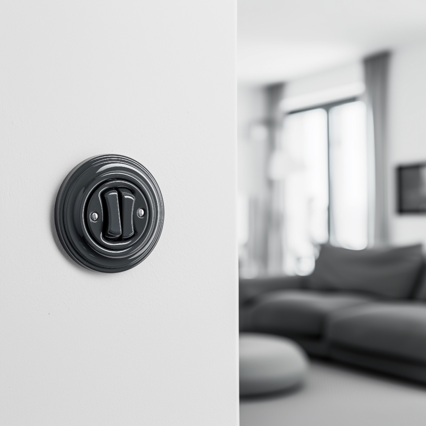 Kliklap - Întrerupător dublu retro cu ramă antracit