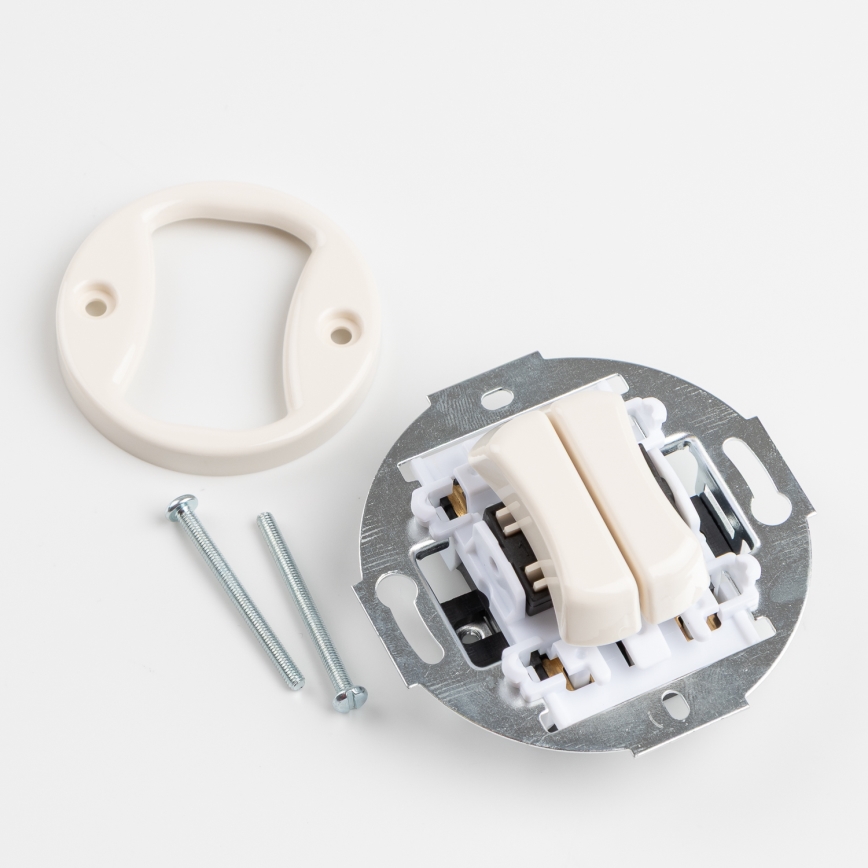 Kliklap - Întrerupător dublu retro cu ramă, bej