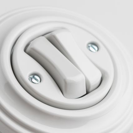 Kliklap - Întrerupător dublu retro cu ramă ceramică albă