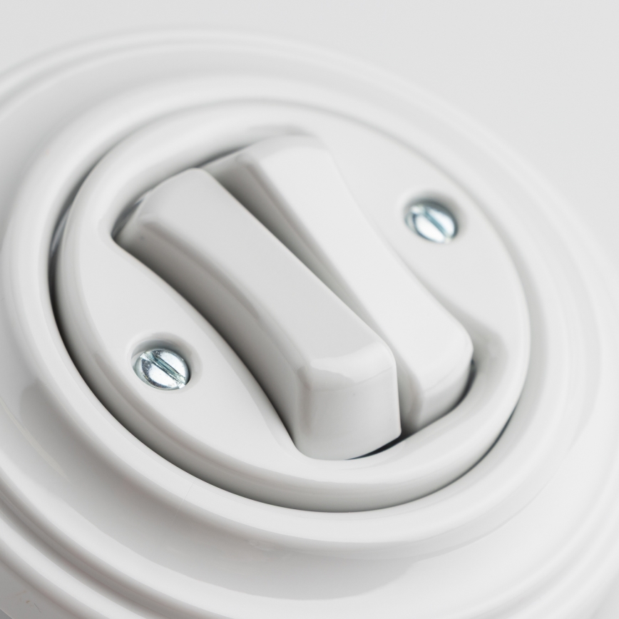 Kliklap - Întrerupător dublu retro cu ramă ceramică albă