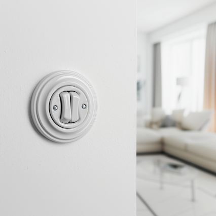 Kliklap - Întrerupător dublu retro cu ramă ceramică albă