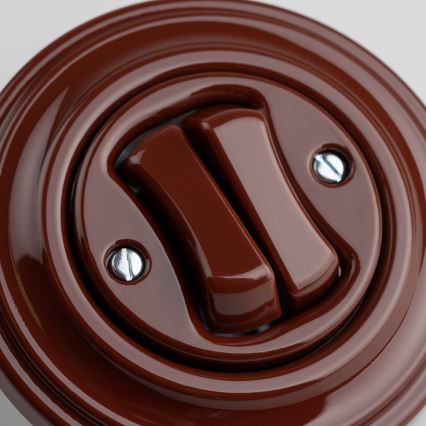 Kliklap - Întrerupător dublu retro pentru scară, cu ramă nr. 6+6, maro