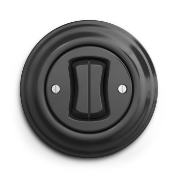 Kliklap - Întrerupător dublu retro pentru scări, cu ramă nr. 6+6, antracit