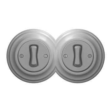 Kliklap - Întrerupător dublu retro unipolar cu ramă nr. 1, gri