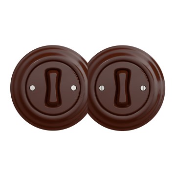 Kliklap - Întrerupător dublu unipolar retro cu ramă nr. 1, maro