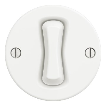 Kliklap - Întrerupător intermediar retro, fără ramă, nr. 7, alb zăpadă