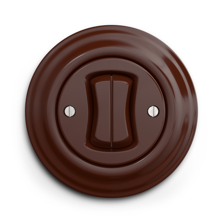 Kliklap - Întrerupător retro dublu pentru scară cu ramă nr. 6+6, maro