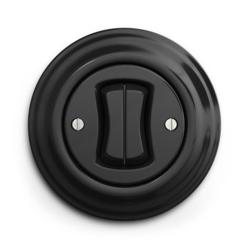 Kliklap - Întrerupător retro dublu pentru scară, cu ramă nr. 6+6, negru