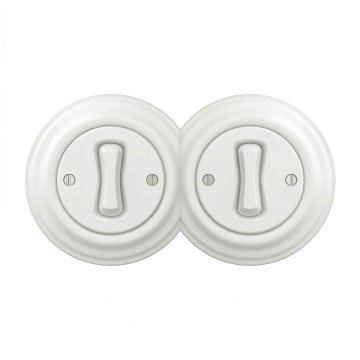 Kliklap - Întrerupător retro dublu unipolar cu ramă nr. 1, alb zăpadă